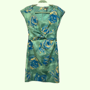 Kristen Davis Vintage blue green sheath dress size 2